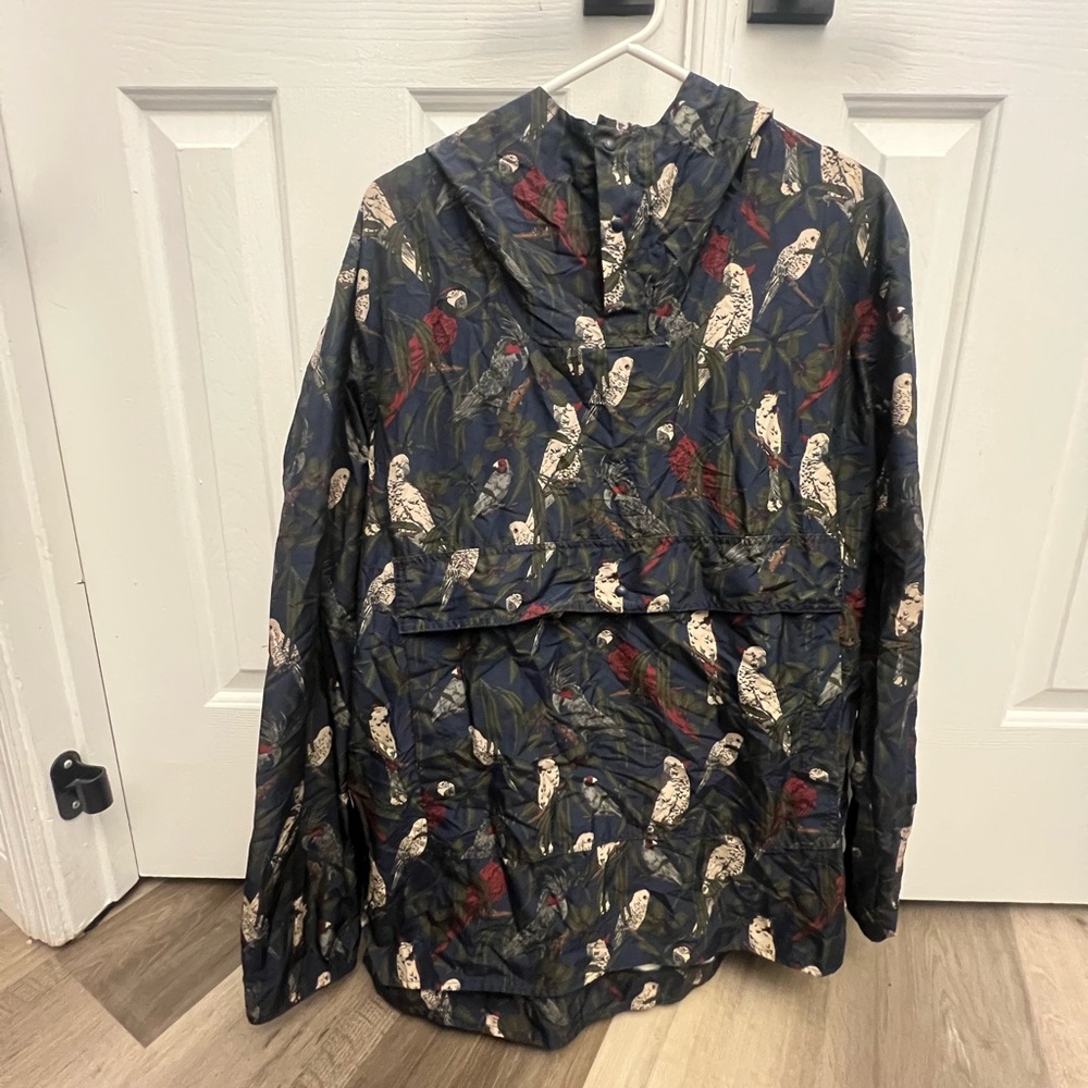 Navy Bird Print Rain Jacket